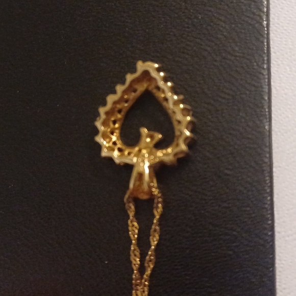 10K Solid Gold Heart Pendant (Marked) with Genuine Natural Diamonds no chain - Picture 6 of 6